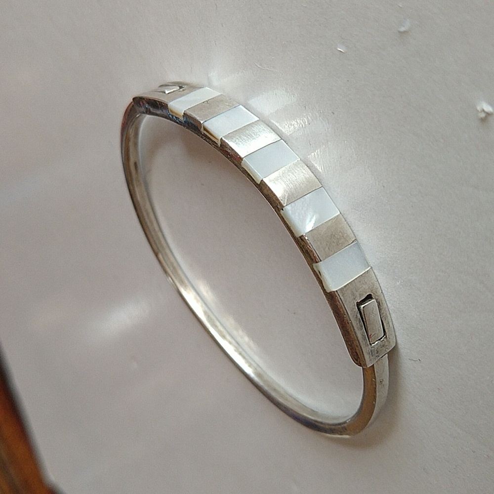 950 silver bracelet silver vintage mop mother of pearl inlay